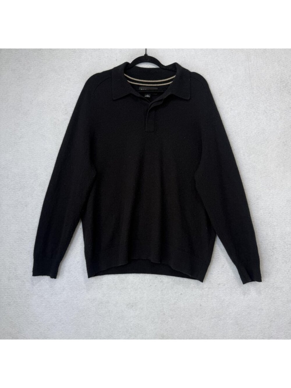Banana Republic Sweater Mens Large Black 100% Cashmere Collared Knit Pullover